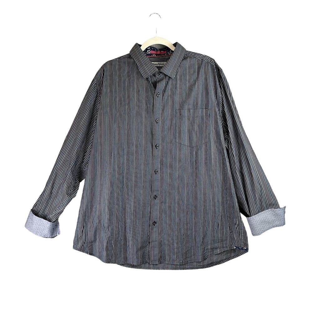 Tommy Bahama Long‎ Sleeve Men's XL Button Down Shirt Cotton Silk Contrast Cuff